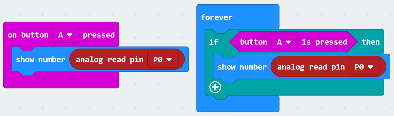 on button pressed vs if button pressed